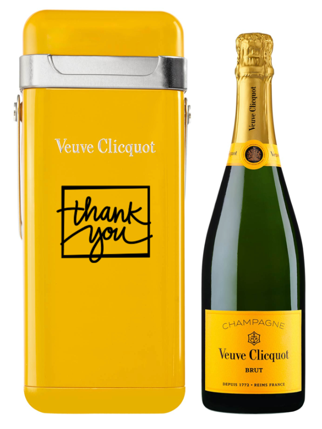 signaturebottle.ch, Veuve Clicquot - brut - gelbe Cooler Box - thank you