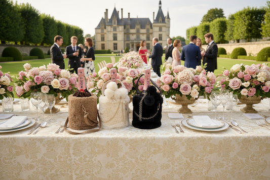 Moet & Chandon Rosé with Fury Bag Black und 2 Edelstahl Flut in Gold